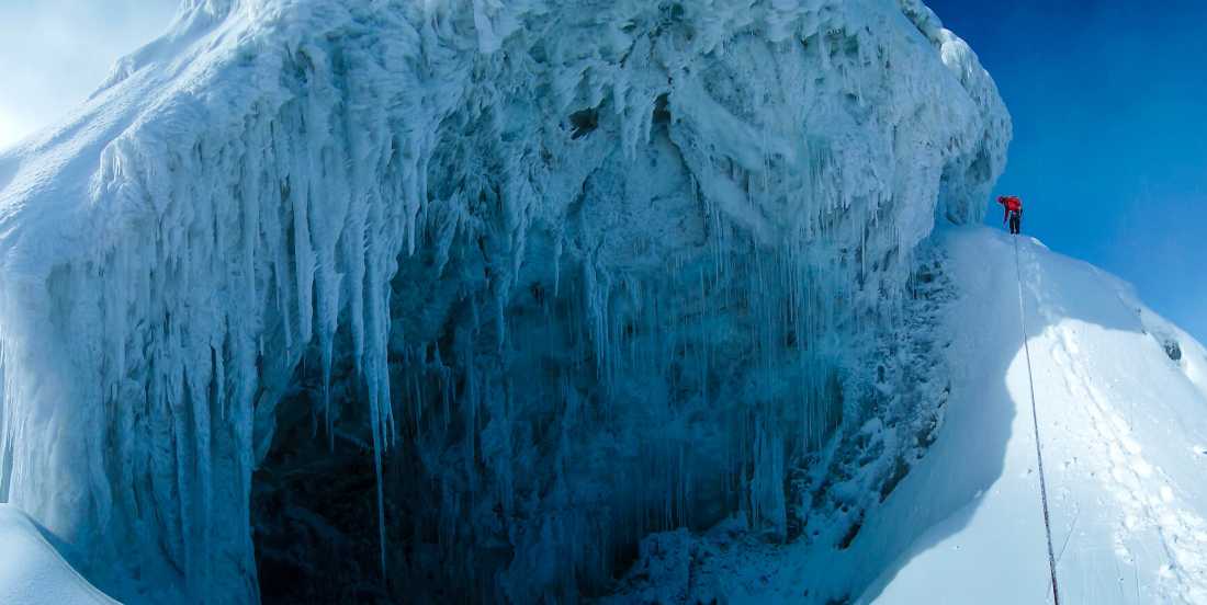 Climber ascencding Margherita Peak