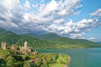 13th century Ananuri Castle on the shores of the Aragvi River.