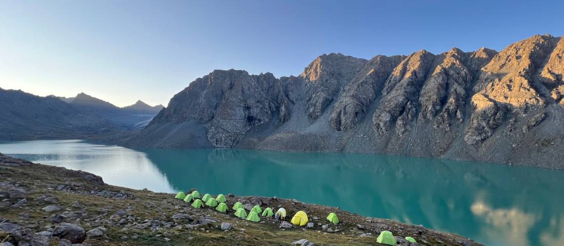 View of campsite and Ala Kul Lake |  SB