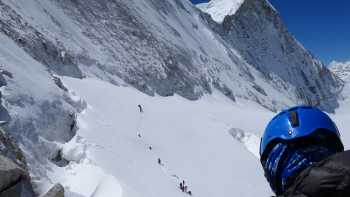 Descending the West Col towards Baruntse BC in the Honku Valley