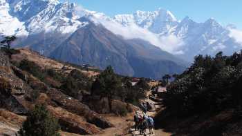 Trekking above Namche Bazaar in the Everest region