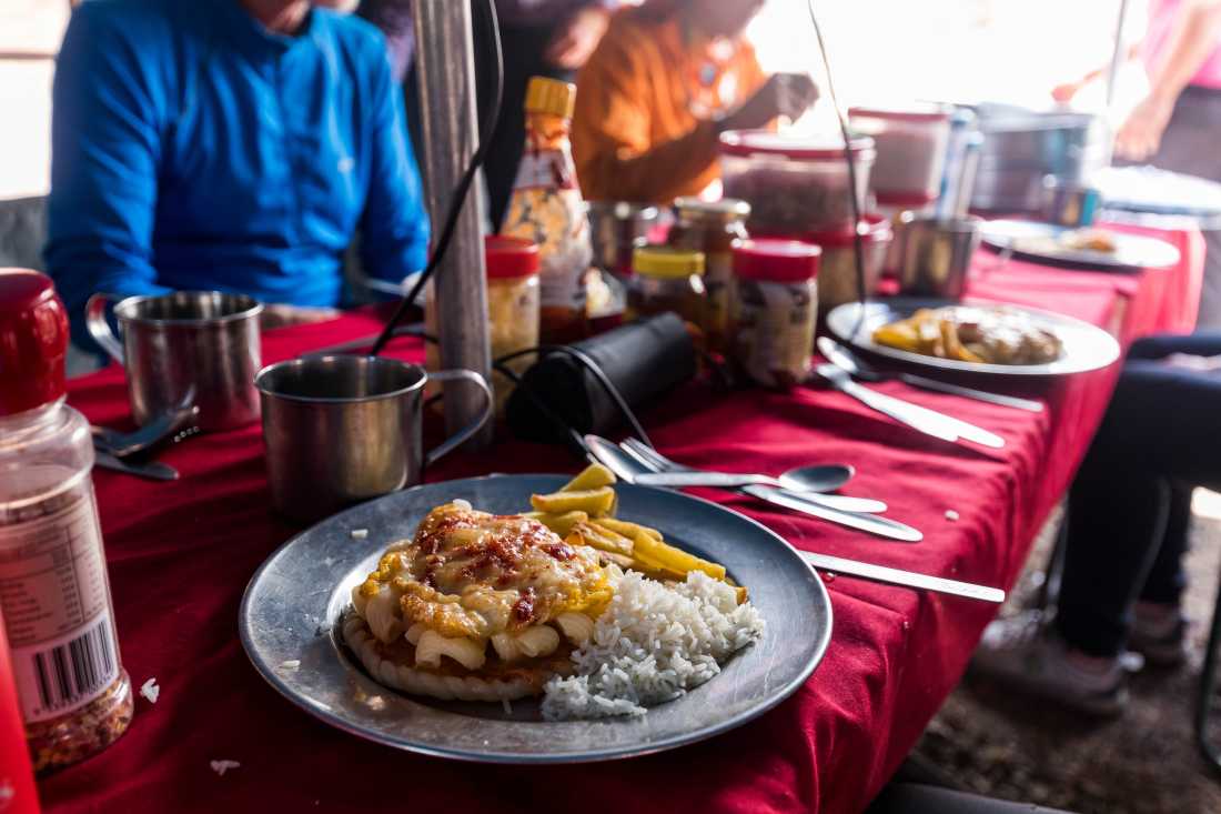 Enjoy three fresh meals a day, prepared by our cooks, when on trek |  Lachlan Gardiner