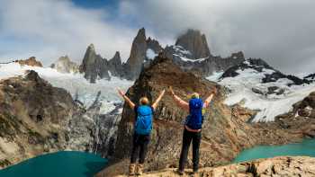 Hikers in front of Fitzroy, Patagonia