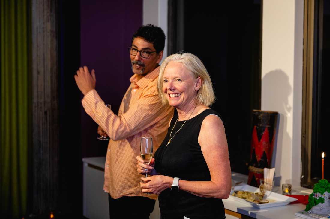 Kate Baker and Brad Atwal at the World Expeditions 50th Anniversary Party, Sydney Office